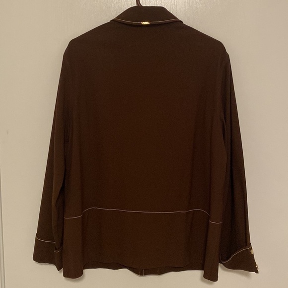 St.John Brown Zipper Down Woman Top Jacket Size M - Picture 7 of 10